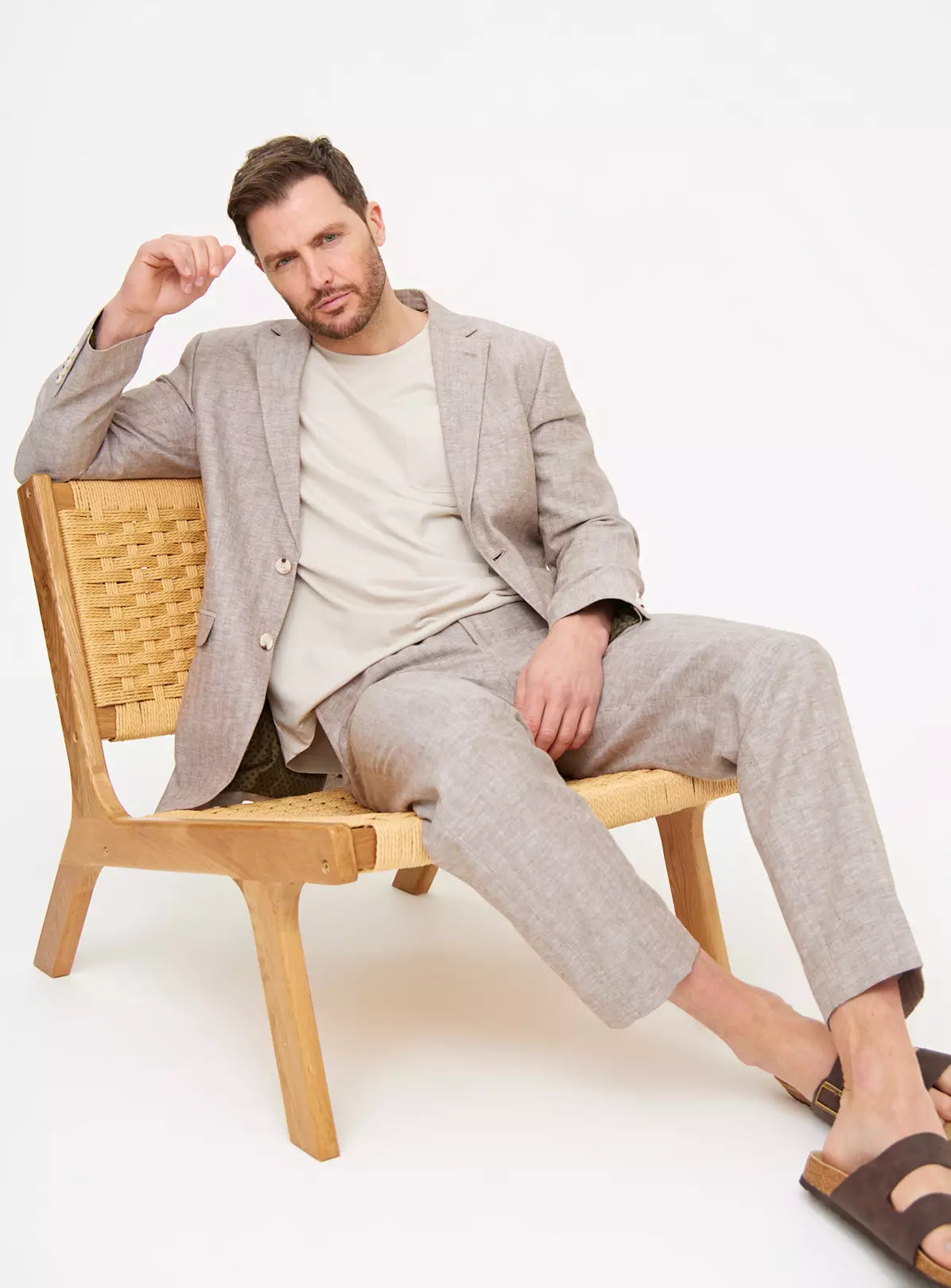 Stone Linen Blend Blazer S